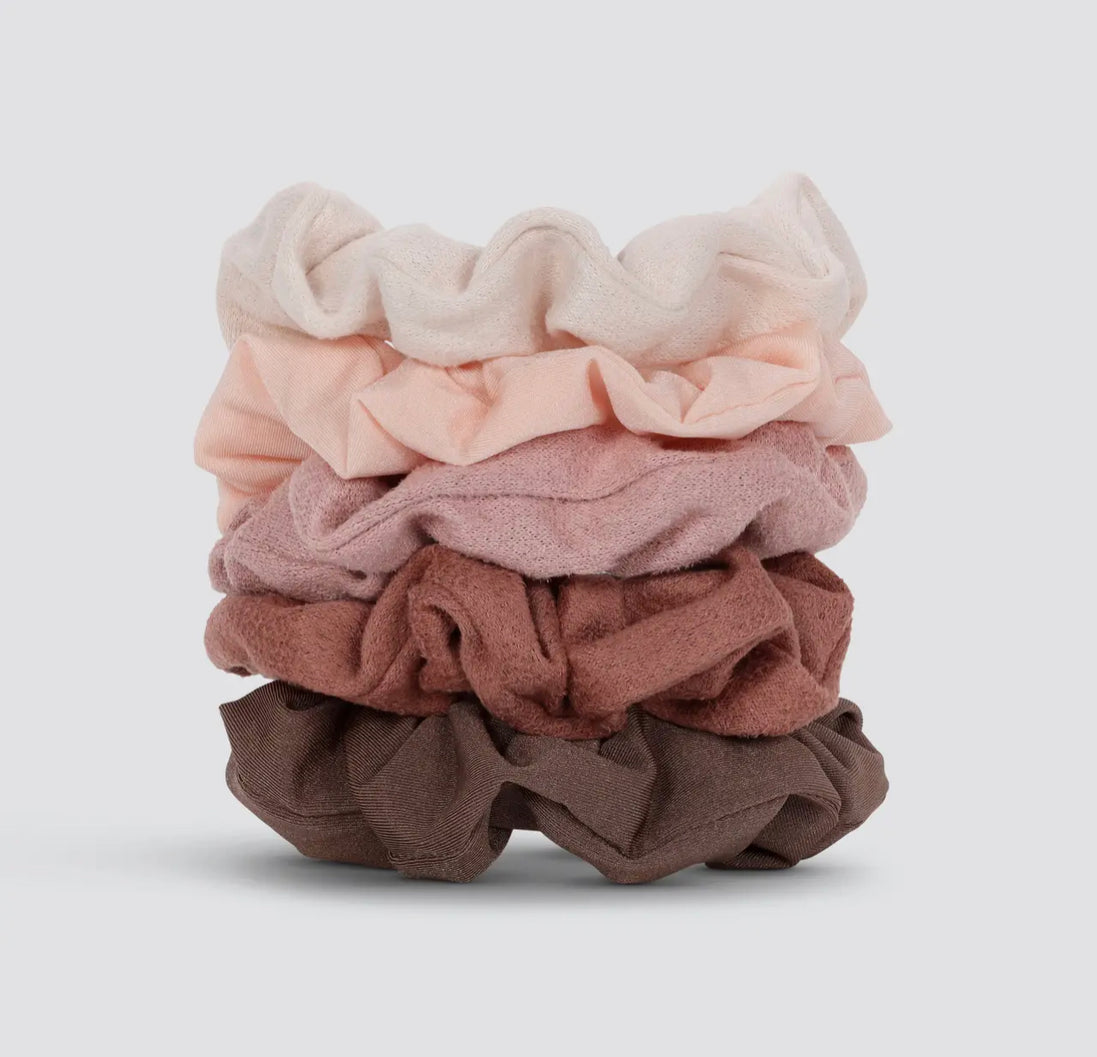 KITSCH ASSORTED TEXTURED SCRUNCHIES 5PK