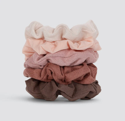 KITSCH ASSORTED TEXTURED SCRUNCHIES 5PK