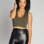 C'EST MOI BAMBOO DEEP V NECK RIB BRALETTE