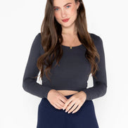C'EST MOI BAMBOO L/S CROP SCOOP NECK TOP