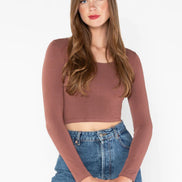 C'EST MOI BAMBOO L/S CROP SCOOP NECK TOP