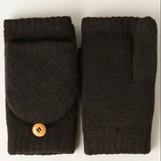 FASHION CITY SOLID KNIT CONVERTIBLE FINGERLESS MITTENS