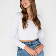 C'EST MOI BAMBOO L/S CROP SCOOP NECK TOP