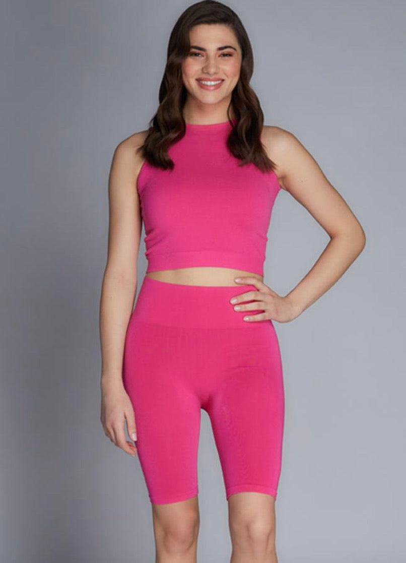 C'EST MOI BAMBOO RIB HIGHWAISTED BIKE SHORTS