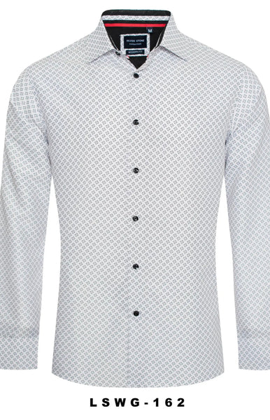 SILVER *STONE PRINTED MEN'S BUTTON DOWN DRESS SHIRT