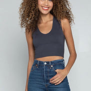 C'EST MOI BAMBOO DEEP V NECK RIB BRALETTE
