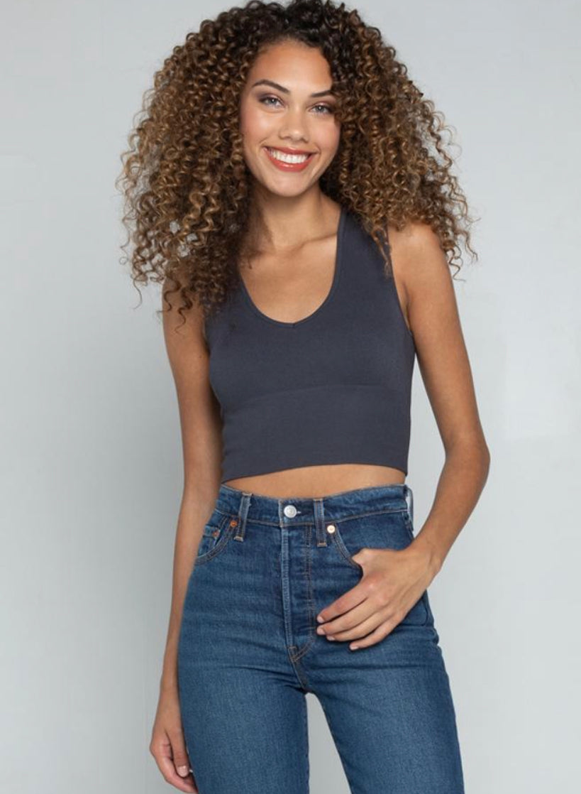 C'EST MOI BAMBOO DEEP V NECK RIB BRALETTE
