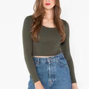 C'EST MOI BAMBOO L/S CROP SCOOP NECK TOP