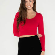 C'EST MOI BAMBOO L/S CROP SCOOP NECK TOP