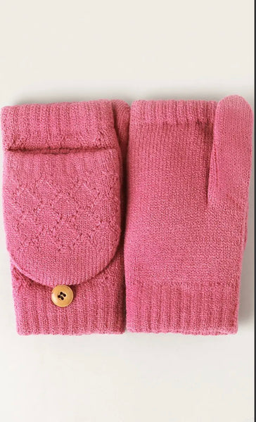 FASHION CITY SOLID KNIT CONVERTIBLE FINGERLESS MITTENS