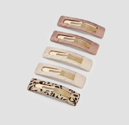 KITSCH SATIN WRAPPED SNAP CLIP 5PC