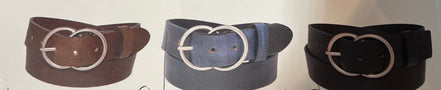 SILVER 35MM GENUINE LEATHER DOUBLE ORING BUCKLE LEATHER BELT