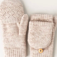 FASHION CITY SOLID KNIT CONVERTIBLE FINGERLESS MITTENS