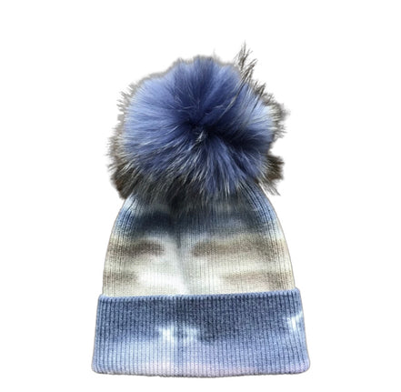 PNYC FAUX POM POM TIE-DYE BEANIE
