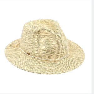 MODINNO PANAMA STRAW SUN HAT W SUEDE LACE TRIM BAND