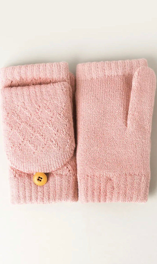 FASHION CITY SOLID KNIT CONVERTIBLE FINGERLESS MITTENS