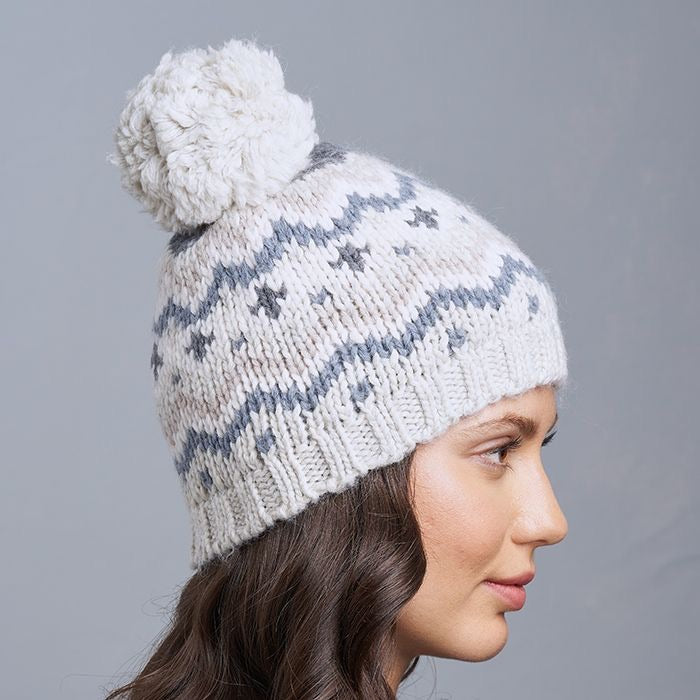 LEMON FAIRISLE HAT WITH POM