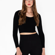 C'EST MOI BAMBOO L/S CROP SCOOP NECK TOP