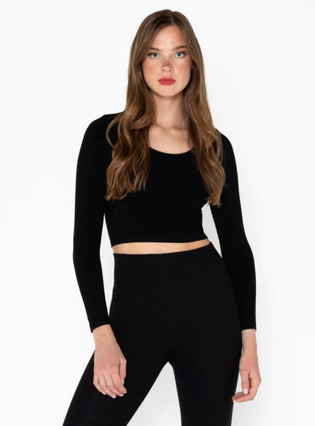 C'EST MOI BAMBOO L/S CROP SCOOP NECK TOP