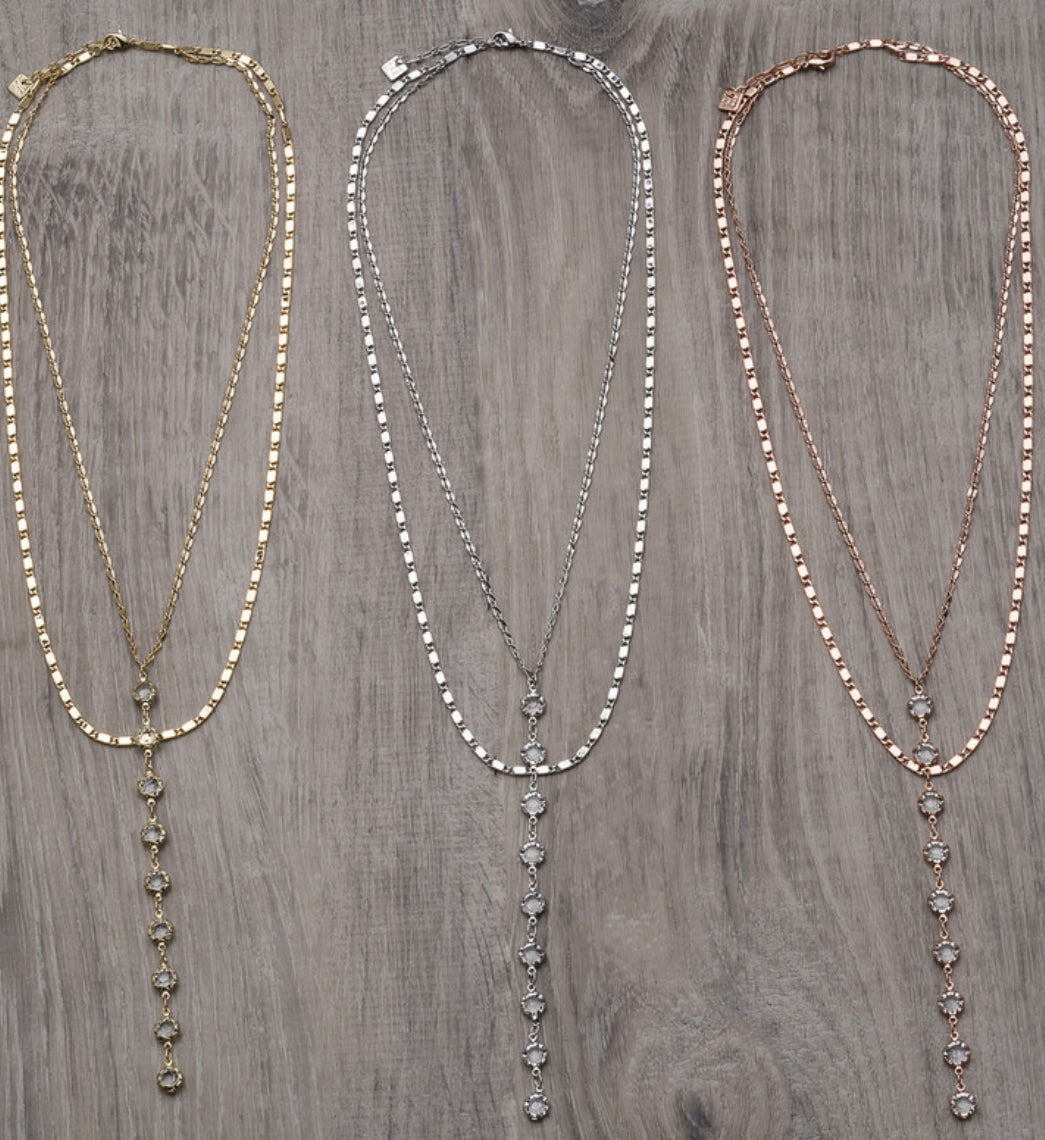 FAB LUXE CRYSTAL DOUBLE Y NECKLACE