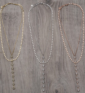 FAB LUXE CRYSTAL DOUBLE Y NECKLACE