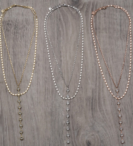 FAB LUXE CRYSTAL DOUBLE Y NECKLACE