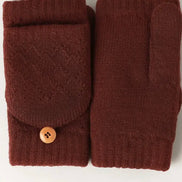 FASHION CITY SOLID KNIT CONVERTIBLE FINGERLESS MITTENS