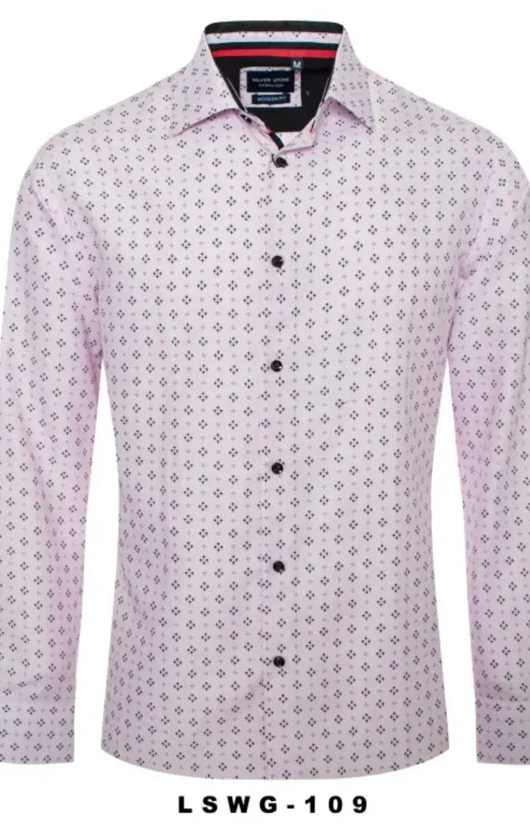 SILVER *STONE PRINTED MEN'S BUTTON DOWN DRESS SHIRT