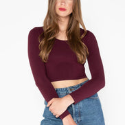 C'EST MOI BAMBOO L/S CROP SCOOP NECK TOP