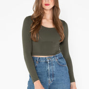 C'EST MOI BAMBOO L/S CROP SCOOP NECK TOP