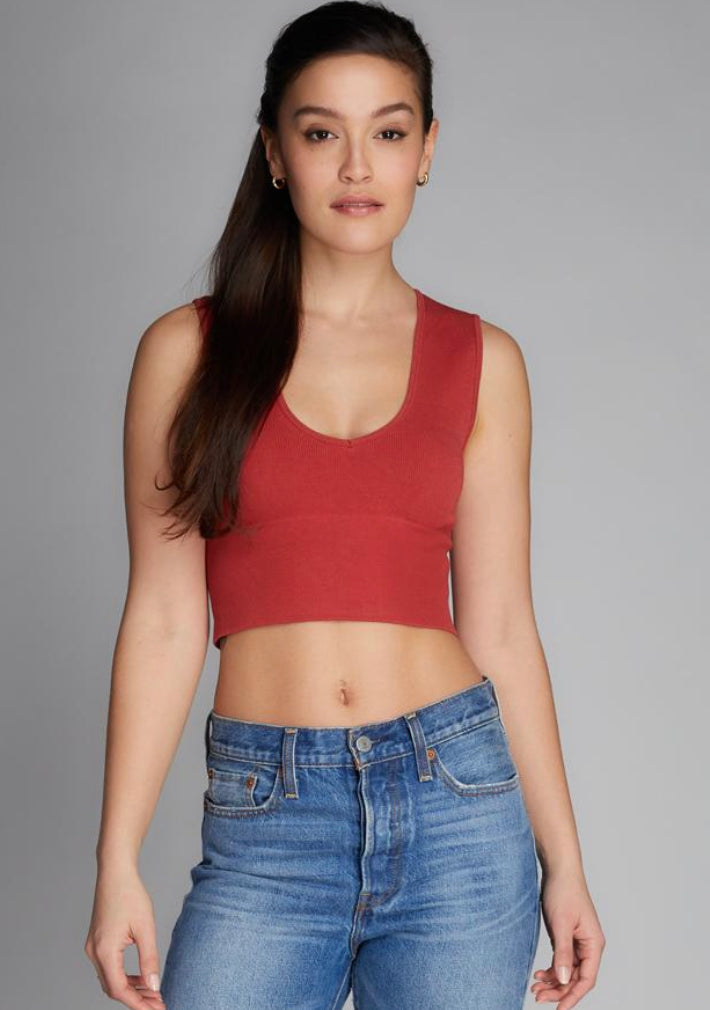 C'EST MOI BAMBOO DEEP V NECK RIB BRALETTE
